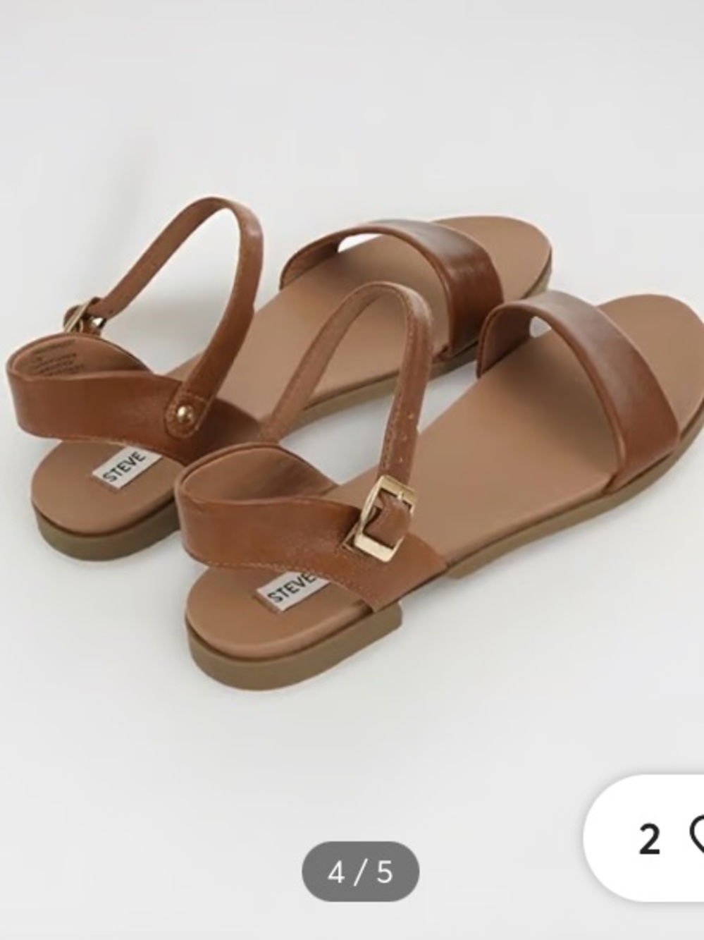 STEVE MADDEN WOMEN'S Size 7.5 Dina TAN LEATHER Flat SANDALS Buckle Ankle Strap